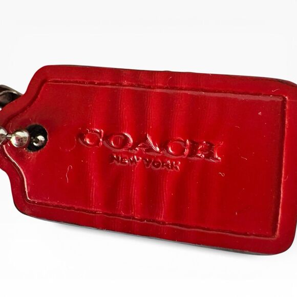 COACH Red Debossed Patent Leather Signature Large Wristlet Clutch Bag - Picture 6 of 8